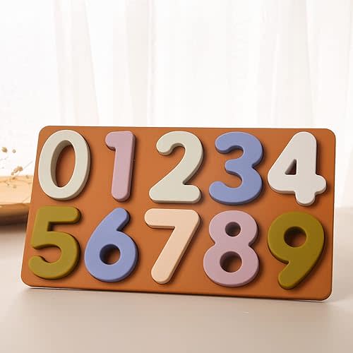 Mamimami Home Toddlers Montessori Learning Number Puzzle Toy Board for Kids Preschool Boys & Girls Educational Silicone Toys