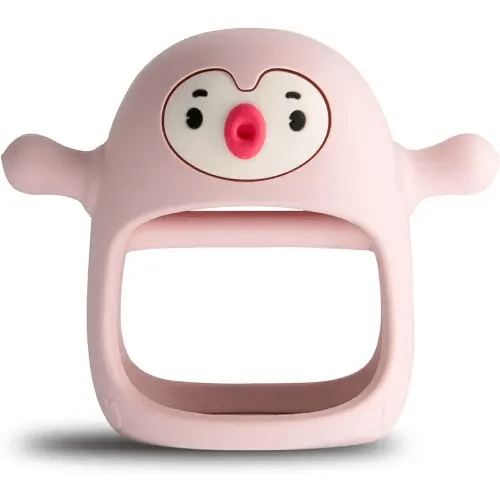 Smily Mia Penguin Teether for Babies 0-6Months, Silicone Baby Teether Toys for Babies 0-6Months,Ultimate Baby Registry & Shower Gift, Infant Hand Toys for 0-3Months Baby Girls, Old Roze
