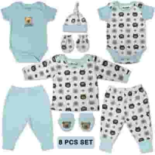 Baby Bright Newborn Essentials Must Have Clothes for Baby Boy, Outfit Gifts for Infant, Baby Shower Gift, 8-Pieces, Size 0-3 Months