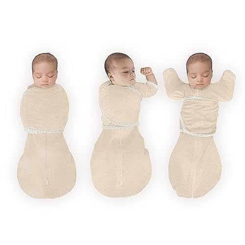 SwaddleDesigns 6-Way Omni Swaddle Sack Arms Up Swaddle for Newborn, More Options to Calm Startle Reflex, Improves Sleep, Easy Transition Baby Sleep Sack, Small, 0-3 Month, Heathered Oatmeal