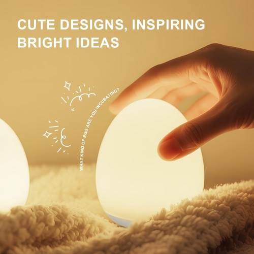 Egg Night Light, 7 Colors Changing Mode, Stepless Dimming, Night Light BPA Free, Rechargeable Egg Night Light, Office Decor, Bedroom Night Lights, Dreamy Mood Lights, Mood Lighting, Room Decor, Simple And Serene, Christmas Gifts, Mother'S Day Gifts