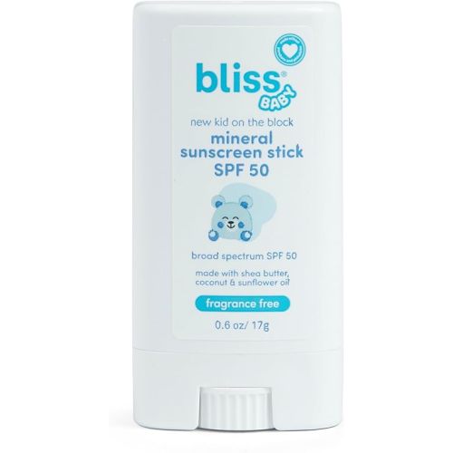 Bliss Baby Sunscreen, Premium SPF 50 Mineral Stick, Natural Zinc Oxide, UVA & UVB Protection, Dermatologist Tested, Fragrance-Free, Water Resistant, Organic Shea Butter, Organic Coconut Oil - Vegan
