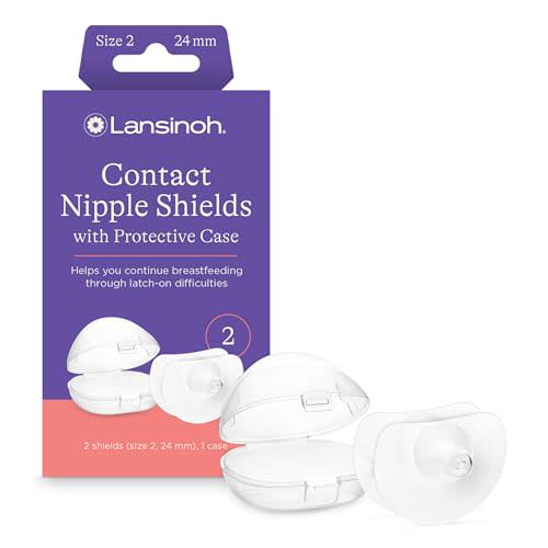 Lansinoh Contact Nipple Shields for Breastfeeding, 2 Nipple Shields (24mm) and Case
