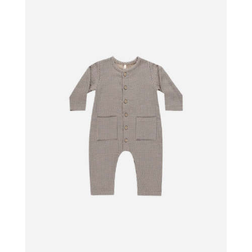 Pocketed Woven Jumpsuit || Indigo Gingham