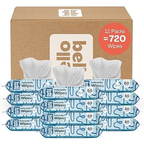 Hello Bello Extra Gentle Unscented Baby Wipes - Made with 99% Water and Aloe for Babies and Kids - 720 Count