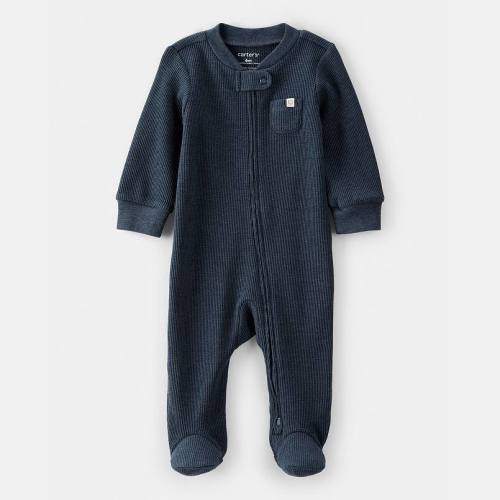 Baby Boy Carter's Solid Cotton Long-Sleeve 2-Way Zip Sleep & Play Pajamas