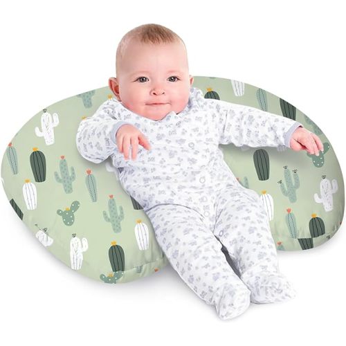 Little Grape Land Nursing Pillow for Infants, Breastfeeding Pillows, Baby Support Pillow for Nursing, Bottle Feeding, Tummy Time with Machine Washable Cover & Breathable Filling (Blossom Cactus)
