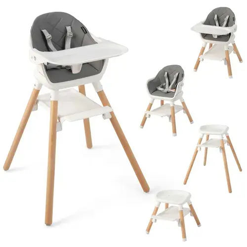 Baby Joy 6-in-1 Convertible Feeding High Chair with Double Trays - White | Baby Bunting AU