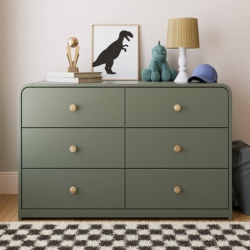 Storkcraft Santos 6-Drawer Double Dresser - Olive