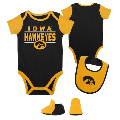 Iowa Hawkeyes Newborn & Infant Home Field Advantage Three-Piece Bodysuit, Bib & Booties Set - Black