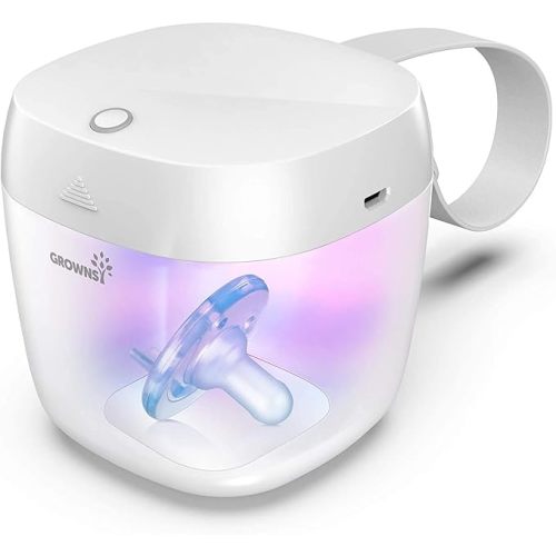 GROWNSY Pacifier Sanitizer Portable, UV Light Sanitizer on The Go, USB Charging Sanitizer Case, Mini Pacifier Sanitizer 99.99% Cleaned in 59 Seconds (White)