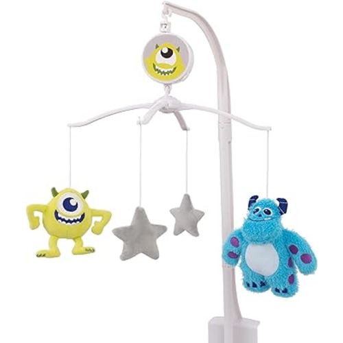 Disney Monsters, Inc. Cutest Little Monster Turquoise, Green, and Gray Sully, Mike and Stars Plush Musical Mobile
