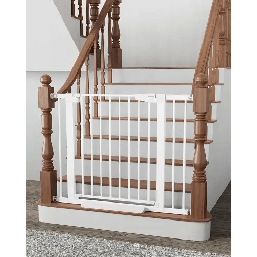 Cumbor 29.7-40.6" Baby Gate for Stairs, Mom's Choice Awards Winner-Dog Gate for Doorways, Pressure Mounted Auto-Close Pet Gates for Dogs Indoor, Safety Child Gate with Easy Walk Thru Door, White