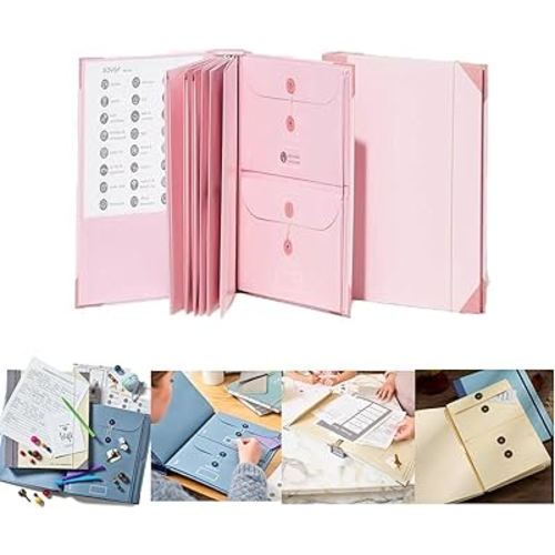 New Life Important Document Organizer Binder The Folio Folders Anti Loss in Case I Go Missing Die Portfolio it Birthday Labels Divorce Will School Supplie Soffice (Pink)