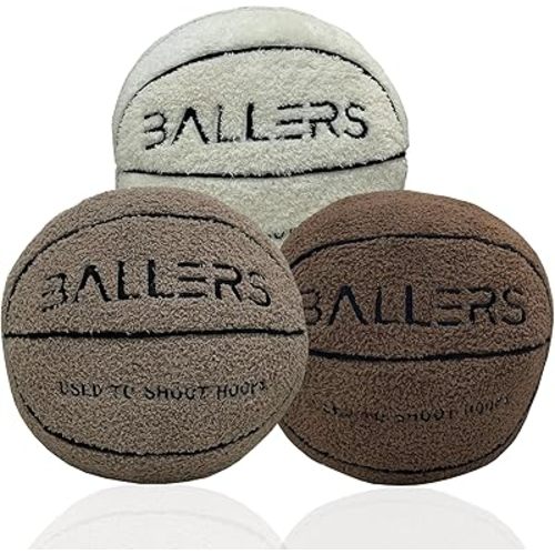 Ballers Plush Basketball Pillow - Realistic Size, Ultra Soft, Great for Relaxation and Decoration, for Basketball Enthusiasts and Home Decor, Plush-Pillow-3Pack
