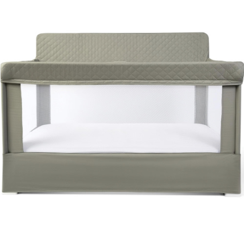 Baby Delight Lunaire Full Size Crib & Playard | Breathable Mesh Baby Crib | Tool-Free Assembly Baby Bed | 100% GOTS Certified Organic Cotton Fabric | Organic Sage