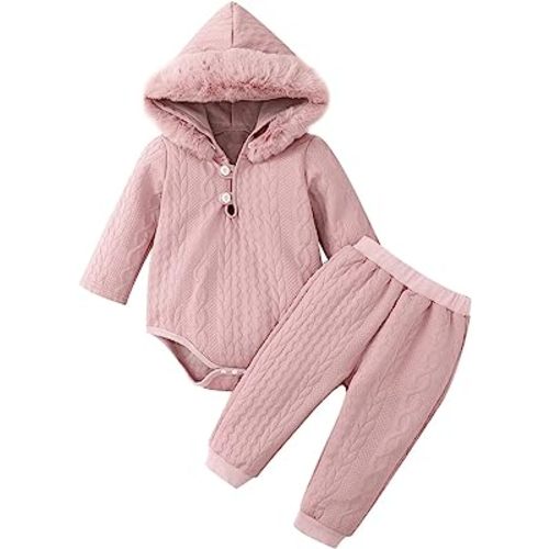 Baby Clothing Sets Girls Hooded Long Sleeve Romper and Pants Outfit