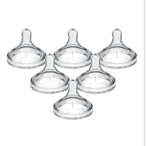 Dr. Brown's Natural Flow Level 1 Wide-Neck Baby Bottle Silicone Nipple, Slow Flow, 0m+, 100% Silicone Bottle Nipple, 6 Pack