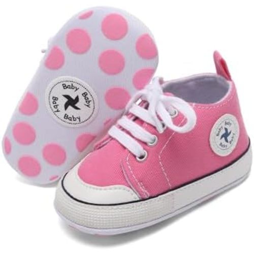 Baby Girls Boys Shoes Soft Anti-Slip Sole Newborn First Walkers High Top Canvas Denim Unisex Infant Sneaker