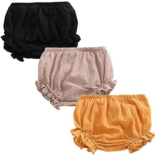 3PC Shorts Set Newborn Baby Girls Boys Pants Cotton Linen Blend Cute Floral Bloomers Triangle Shorts