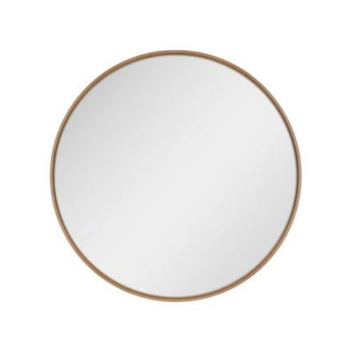 Master & Co. 34" Round Woodgrain Mirror Natural: Modern Decor, MDF Frame, Wall Mount, No Assembly Required