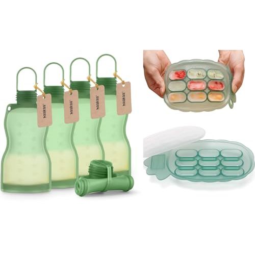 haakaa Silicone Nibble Freezer Tray & Breast Milk Storage Bag Combo