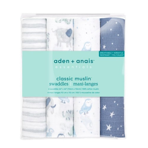 Time To Dream Cotton Muslin Swaddles 4pk | aden + anais