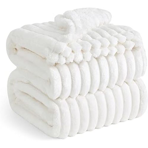 Bedsure Blankets Queen Size for Bed - GentleSoft Cozy Soft Blankets for Women, Cute Large Fleece Throws for Girls, Off White, 90x90 Inches
