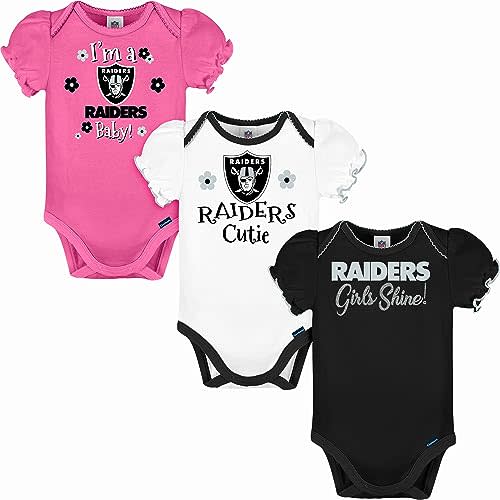Gerber Baby Girls' NFL Team 3 Pack Short Sleeve Onesie Bodysuit