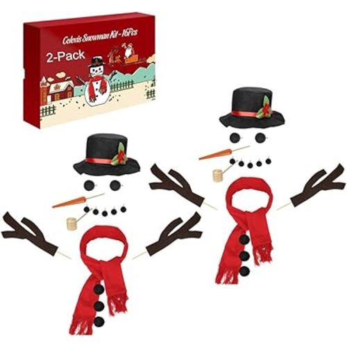Colovis 16Pcs Snowman Decorating Kit, Snowman Making Kit Snow Toys for Winter Outdoor Party Christmas Holiday Decoration(2 Pack)