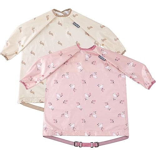 BIBaDO - Long Sleeve Baby Bibs - Babies & Toddlers 6-36 Months - Coverall Baby Led Weaning Bib - Easy Wipe, Soft & Waterproof