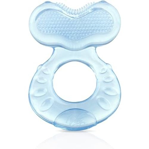 Nuby Silicone Teethe-eez Teether with Bristles, Includes Hygienic Case, Blue