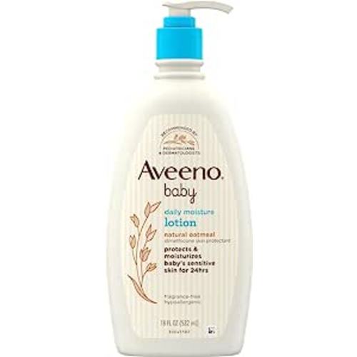 Aveeno Baby Daily Moisture Moisturizing Lotion for Delicate Skin with Natural Colloidal Oatmeal & Dimethicone, Hypoallergenic, Fragrance-, Phthalate- & Paraben-Free, 18 fl. oz (Package may vary) (Pack of 1) - 1 Count (Pack of 1)