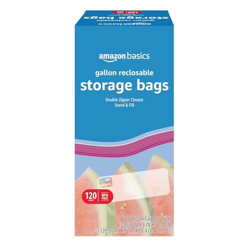Amazon Basics Gallon Food Storage Bags, 120 Count