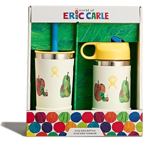 Hydro Flask Kids Water Bottle and Tumbler Bundle Set for School - Stainless Steel and Insulated with Straw Cap - 12 Oz World of Eric Carle™ Fruit