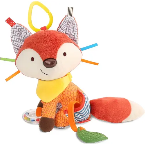 Skip Hop Bandana Buddies Baby Activity and Teething Toy with Multi-Sensory Rattle and Textures, Fox