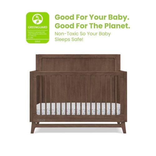 Delta Children Spencer 6-in-1 Convertible Crib - Greenguard Gold Certified - Teak Brown