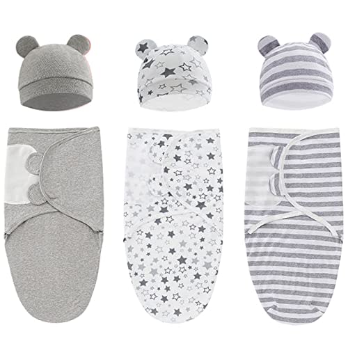 ATONGQI 3-Pack Organic Baby Swaddle Sleep Sacks - Newborn Swaddle Sack - Ergonomic Baby Swaddles 0-3 Months (Grey)