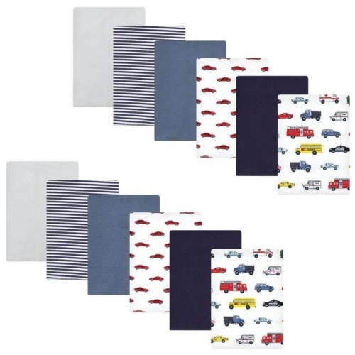 Hudson Baby Infant Boy Cotton Flannel Burp Cloths Bundle, Going Places, One Size