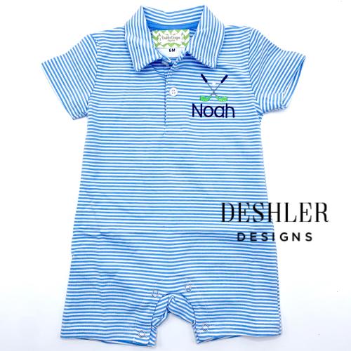 Baby Boy Golf Outfit, Toddler Boy Golf outfit, baby boy golf gift, golf baby gift, Boys Monogram Polo Romper, Polo Romper, golf shortalls