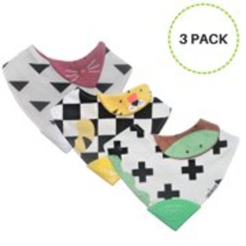 Baby & Toddler Drool Bandana Teething Bib with Silicone with Bpa Free Silicone Teether and Adjustable Snap Closure For Boys & Girls (3 pack)