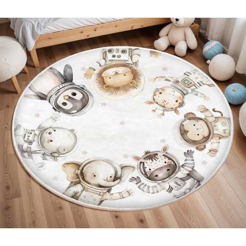 Space Themed Cute Kid's Rug, Nursery Rug, Non-slip Play Mat, Animal Baby Room Carpet, Kids Room Decor, Bestselling Children's Carpet