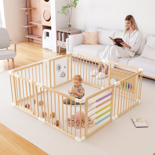 ShangQuan WuLiu Playpen for Babies And Toddlers, Adjustable, Foldable Wooden Baby Playpen Activity Center & Reviews | Wayfair