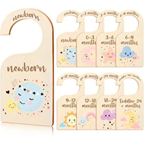 Baby Closet Dividers, 8 Pcs Double-Sided Wooden Clothes Organizer