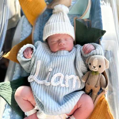 Custom Baby Name Sweater, Baby Sweater with Name, Newborn Baby Sweater, Personalized Hand Embroidered Sweater, Gift for Baby Girls Boys
