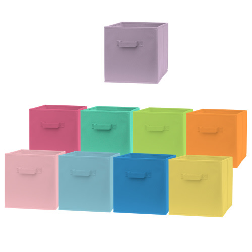 Pomatree Sturdy & Foldable Organization Box - 9 Pack 11 Inch Cube Storage Bin, Fabric Cube Organizer Bins (Colorful)