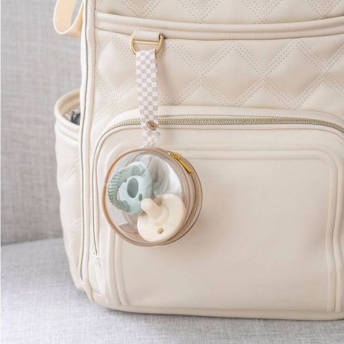 Itzy Ritzy Clear Pacifier Case - Toast Checkerboard