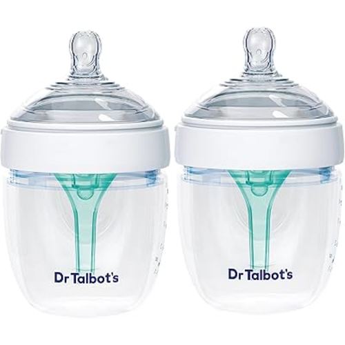 Dr. Talbot's Silicone Anti-Colic Bottles - (2-Pack) Self-Sterilizing Baby Bottles for Newborns - 5 oz - White