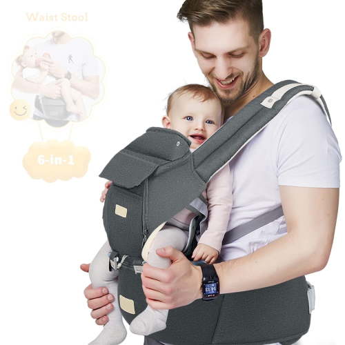 Scafild | 6-in-1 Baby Carrier with Waist Stool Hip Seat for Breastfeeding Newborn Infant Toddler - Gray