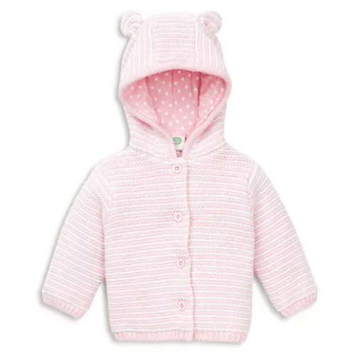 Little Me Striped Hooded Cardigan - Pink